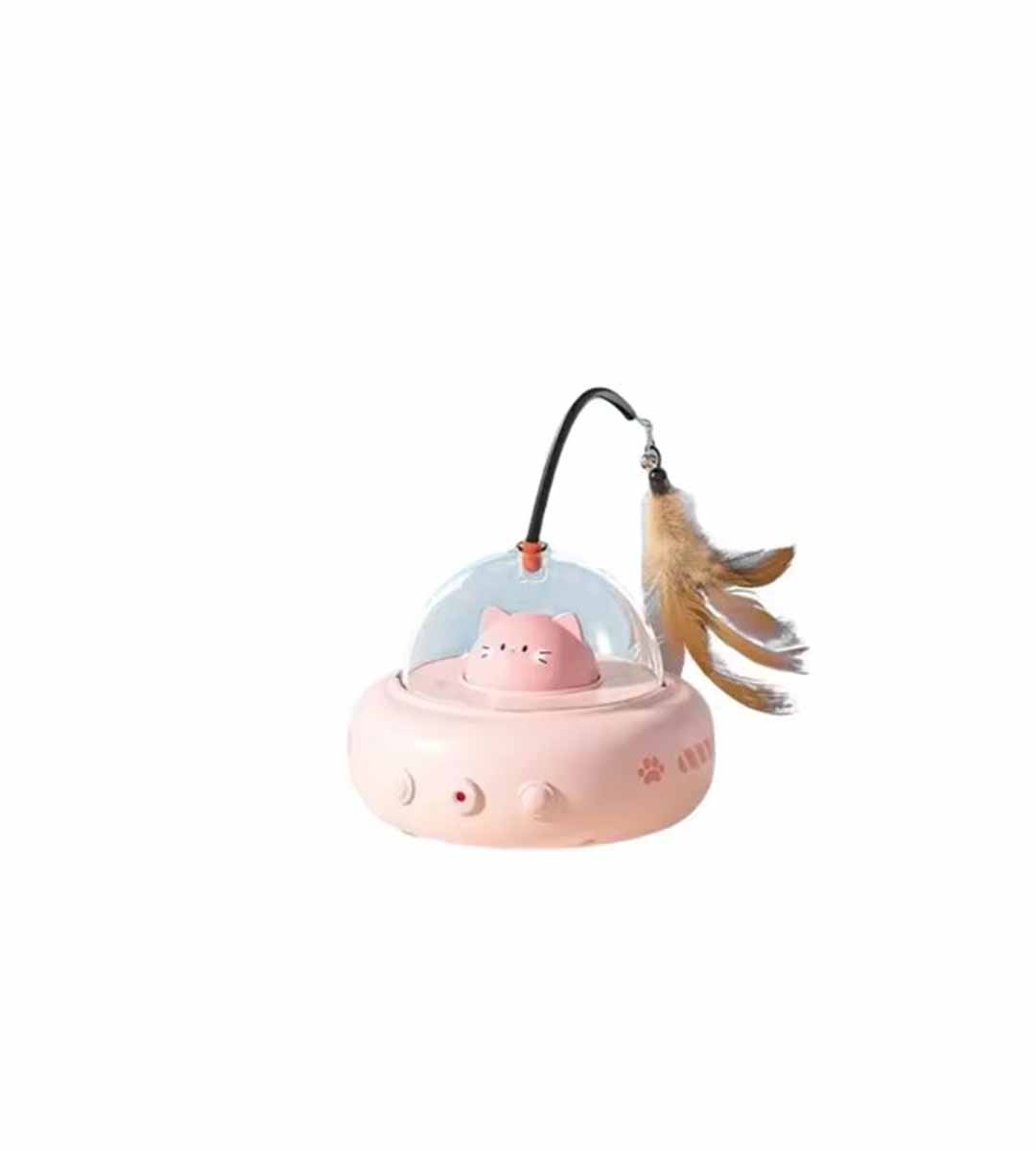 Interactive UFO Cat Toy with Feather Teaser